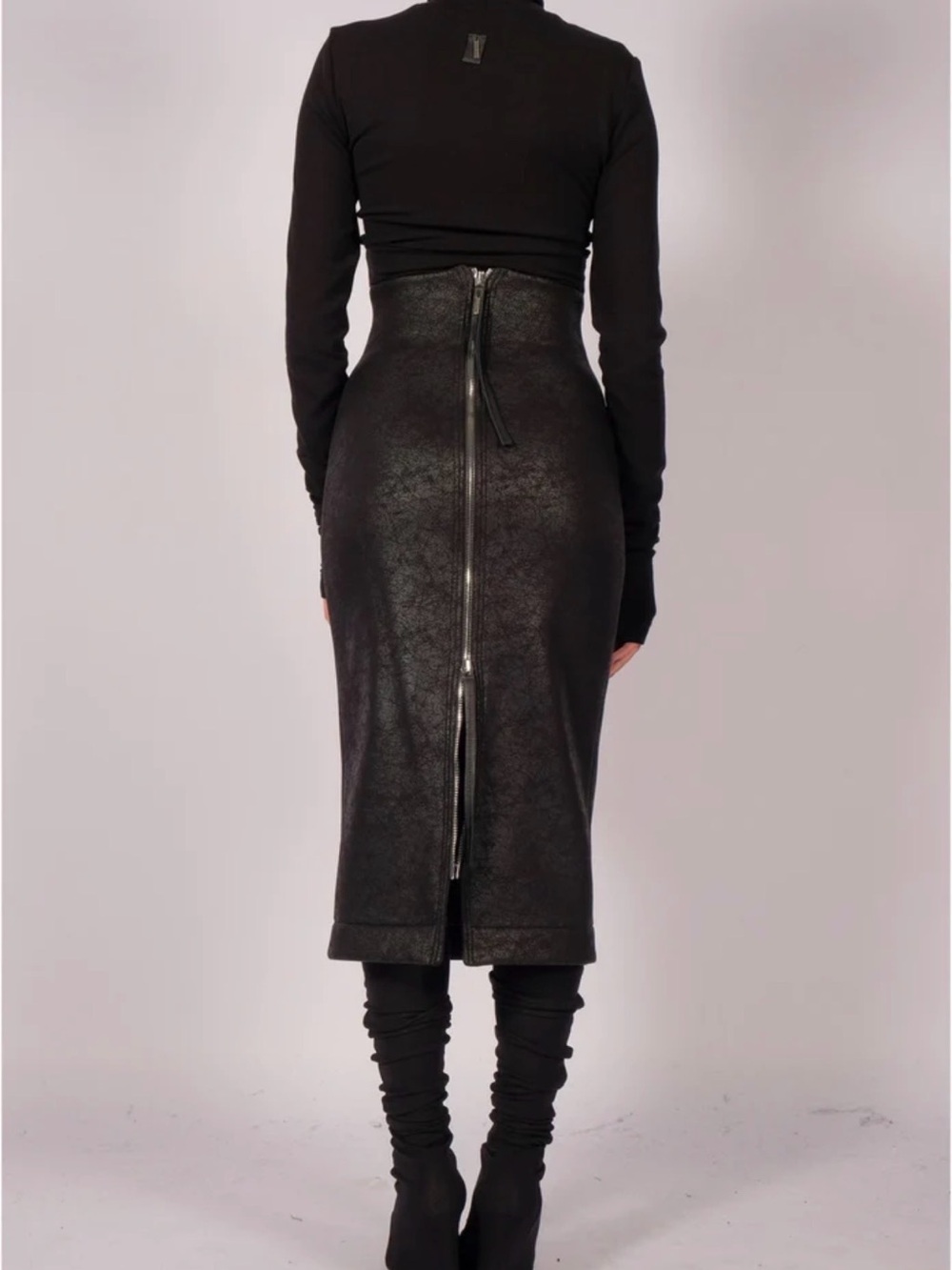High waist leather effect skirt